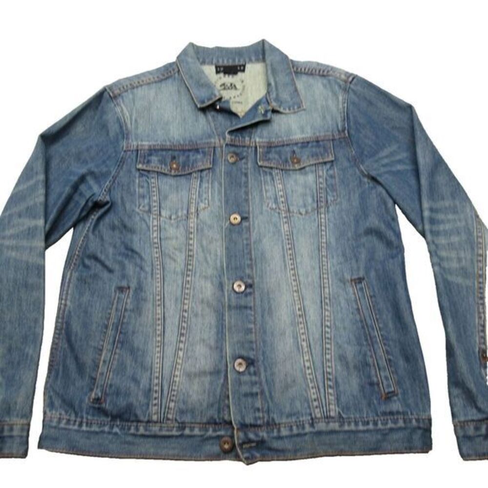 Bullhead Denim Co Denim Jacket Mens Large Blue Cotton Pockets Button Front‎ Y2K